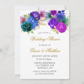 Luxury Fiesta Peacock Gold Wedding Shower nodigt u (Voorkant)