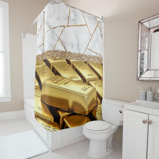 Luxury Fine Gold Interior Marble Glitter Shower C Douchegordijn (In situ)