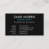 Luxury Fitness Personal Trainer Photo Teal Visitekaartje (Achterkant)