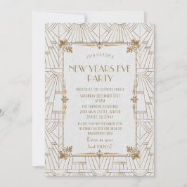 Luxury Fleur-de-Lis Gold Art Deco Nieuwjaar Kaart