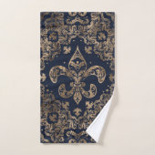 Luxury Fleur-de-lis Ornament - goud en donkerblauw Bad Handdoek (Handdoek)