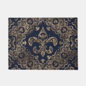 Luxury Fleur-de-lis Ornament - goud en donkerblauw Deurmat (Voorkant)