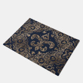Luxury Fleur-de-lis Ornament - goud en donkerblauw Deurmat (Schuin)