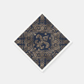 Luxury Fleur-de-lis Ornament - goud en donkerblauw Servet (Hoek)
