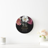 Luxury Floral Black Gold persoonlijke elegant Ronde Klok (Huis)