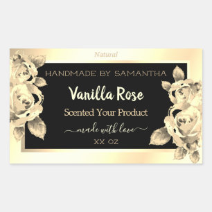 Luxury Floral Black Gold Product Packaging Labels