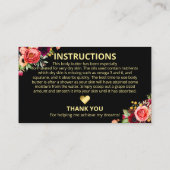 Luxury Floral Black Spa Ingredients Instructions Visitekaartje (Achterkant)