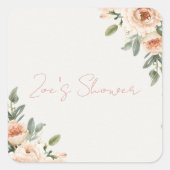 Luxury Floral Bridal Shower Envelope Seal | Blush Vierkante Sticker (Voorkant)