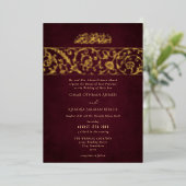 Luxury Floral Burgundy & Gold Islamic Wedding Folie Uitnodiging (Staand Voorkant)