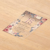 Luxury Floral,Butterfly,Lights 15th Birthday  Acryl Uitnodigingen (Laagn)