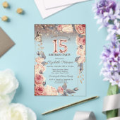 Luxury Floral,Butterfly,Lights 15th Birthday  Acryl Uitnodigingen (Insitu (Huwelijk))