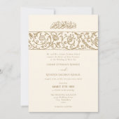 Luxury Floral Cream & Gold Islamic Muslim Wedding Kaart (Voorkant)