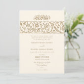 Luxury Floral Cream & Gold Islamic Muslim Wedding Kaart (Staand voorkant)