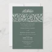 Luxury Floral Dusty Green Islamic Muslim Wedding Kaart (Voorkant)