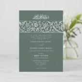 Luxury Floral Dusty Green Islamic Muslim Wedding Kaart (Staand voorkant)