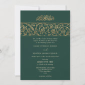 Luxury Floral Emerald Green & Gold Islamic Wedding Kaart (Voorkant)