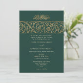 Luxury Floral Emerald Green & Gold Islamic Wedding Kaart (Staand voorkant)