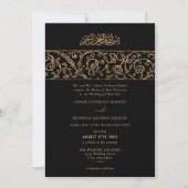 Luxury Floral Gold Black Islamic Wedding Kaart (Voorkant)
