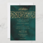 Luxury Floral Gold Green Islamic Muslim Wedding Kaart (Voorkant)
