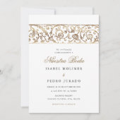 Luxury Floral Gold Nuestra Boda Spanish Wedding Kaart (Voorkant)