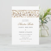 Luxury Floral Gold Nuestra Boda Spanish Wedding Kaart (Staand voorkant)