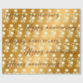 Luxury Floral Happy Gold 50h Jubileum Cadeaupapier (Vlak)