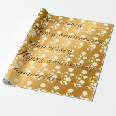 Luxury Floral Happy Gold 50h Jubileum Cadeaupapier (Uitgerold)