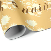 Luxury Floral Happy Gold 50h Jubileum Cadeaupapier (Rol Hoek)
