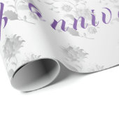Luxury Floral Happy Silver 25th Jubileum Cadeaupapier (Rol Hoek)