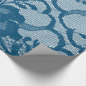 Luxury Floral Lace Blauwgroen Blue Navy Aquatic Cadeaupapier (Hoek)
