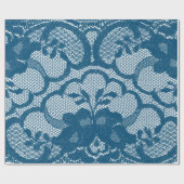 Luxury Floral Lace Blauwgroen Blue Navy Aquatic Cadeaupapier (Vlak)