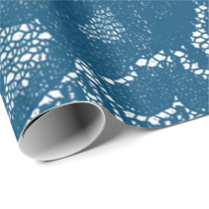 Luxury Floral Lace Blauwgroen Blue Navy Aquatic Cadeaupapier