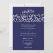 Luxury Floral Royal Blue Islamic Muslim Wedding Kaart (Voorkant)