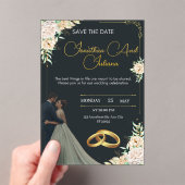 Luxury Floral Save Acrylic Wedding Invitation Acryl Uitnodigingen (Insitu (Draagbaar))