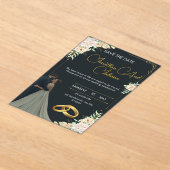 Luxury Floral Save Acrylic Wedding Invitation Acryl Uitnodigingen (Laagn)