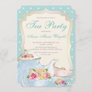 Luxury Floral Tea Party Polka dot Kaart