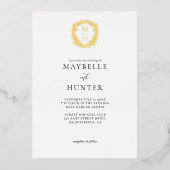 Luxury Floral Vine Crest Monogram Wedding Photo Folie Uitnodiging (Voorkant)