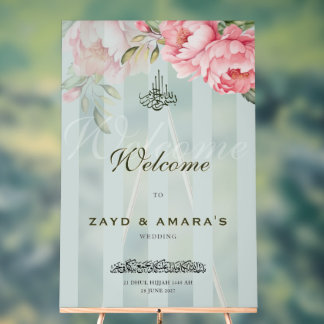 Luxury Floral Wedding Welcome Acrylic Sign Acryl Bord