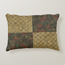 Luxury Flowers and Gold Pattern ,Gold Black Red  Accent Kussen