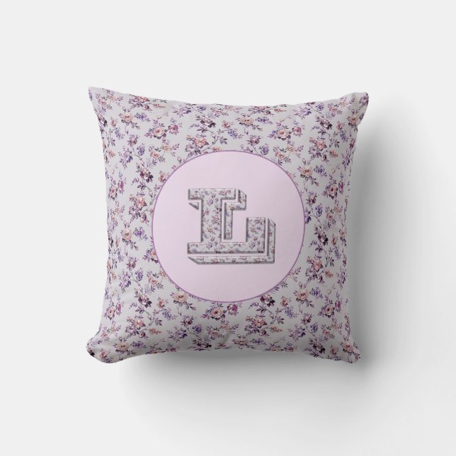Luxury Flowers Monogram L Kussen (Voorkant)