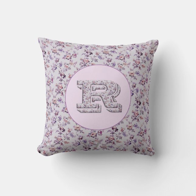 Luxury Flowers Monogram R Kussen (Voorkant)