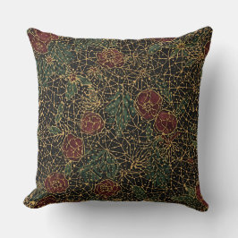 Luxury Flowers Pattern,Gold Black Red Green Kussen