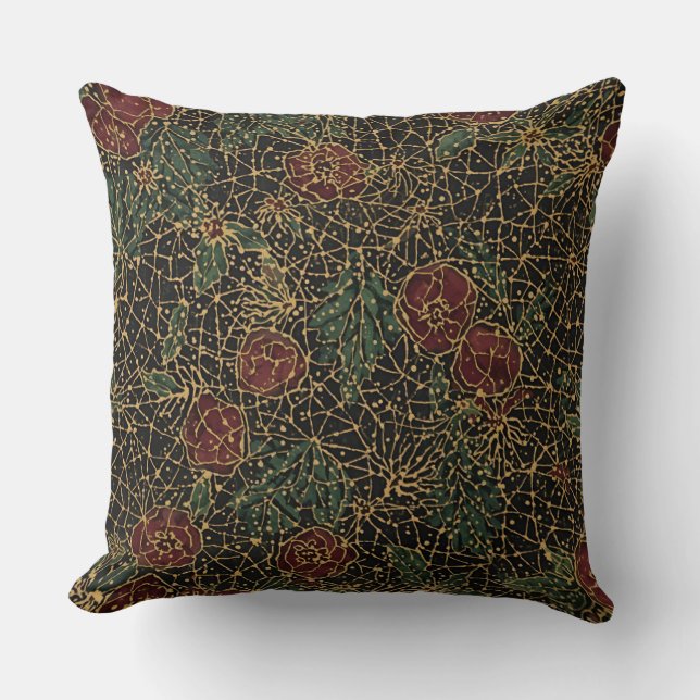Luxury Flowers Pattern,Gold Black Red Green Kussen (Voorkant)