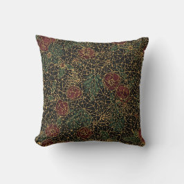 Luxury Flowers Pattern,Gold Black Red Green Kussen