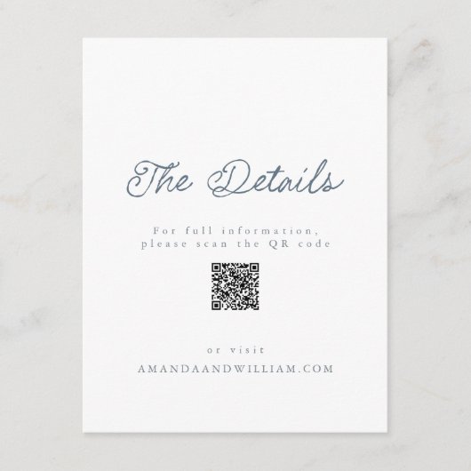 Luxury French Wedding Details Card QR Code  Kaart (Voorkant)
