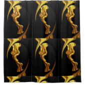 Luxury Full Gold Swirl Black Waterproof Bathroom  Douchegordijn (Voorkant)