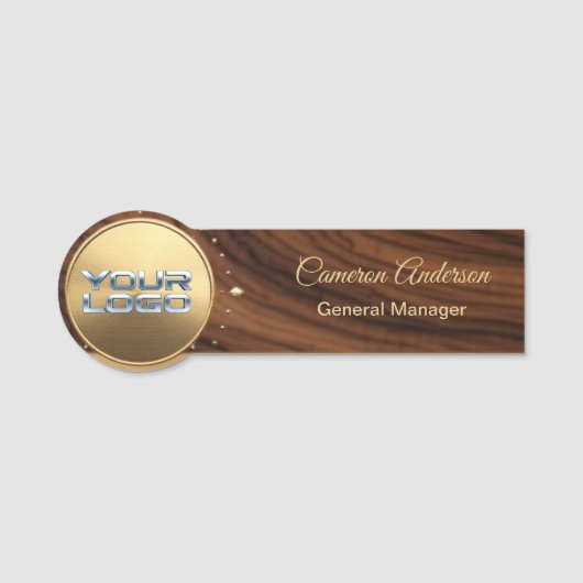 Luxury Full Mahogany Wood Name Tag (Voorkant)