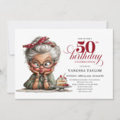Luxury Funny Lady 50th Birthday Cartoon Humor  Kaart (Voorkant)