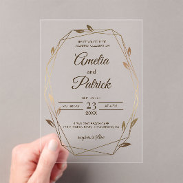 Luxury Geometric Botanical Gold Wedding  Acryl Uitnodigingen