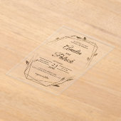 Luxury Geometric Botanical Gold Wedding  Acryl Uitnodigingen (Laagn)